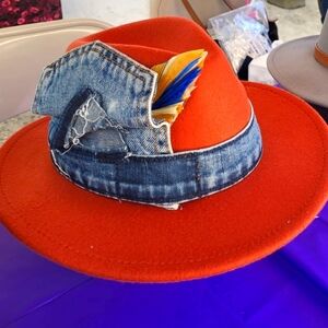 Grayor Deep Orange Fedora denim  and is a great addition to your wardrob…